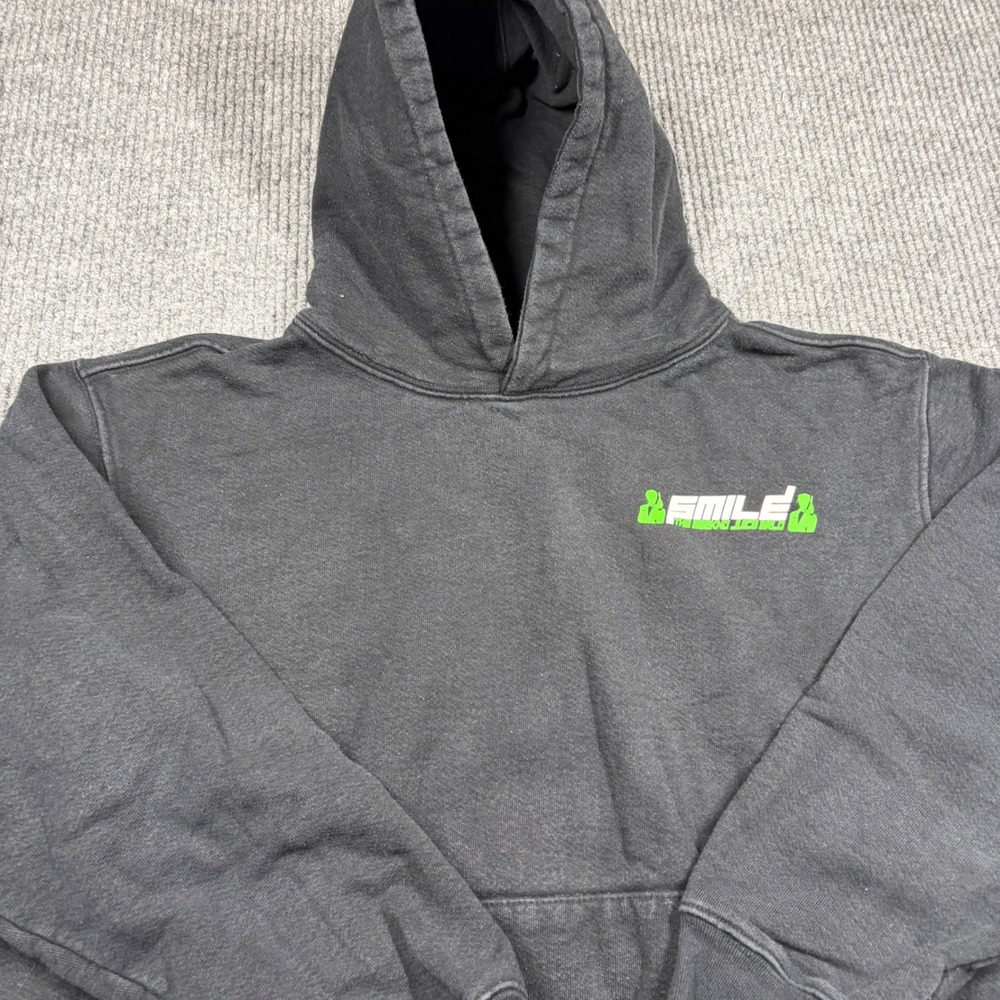 Vlone Smile Hoodie Mens M The Weekend Black Green Graphic Pullover Sweatshirt